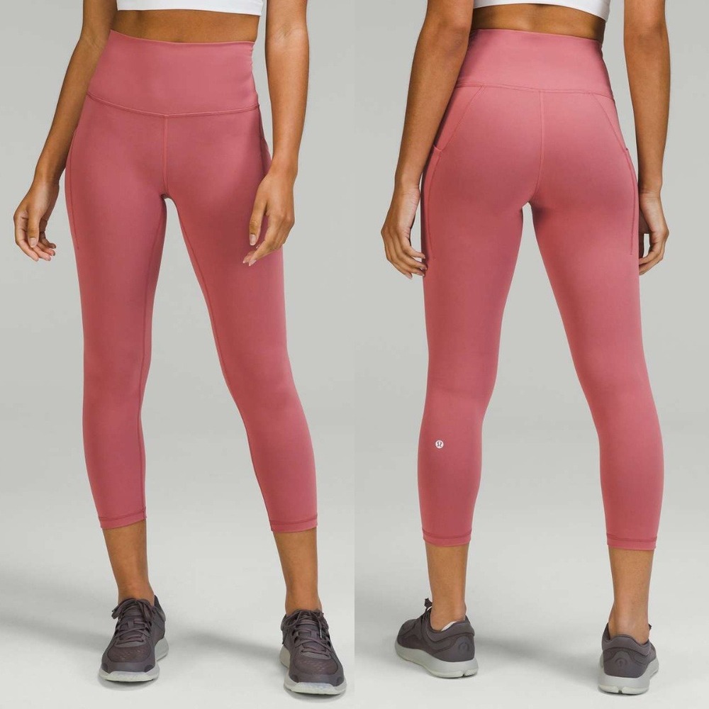 Lululemon Brier Rose Wunder Train‎ High-Rise Crop with Pockets 23"